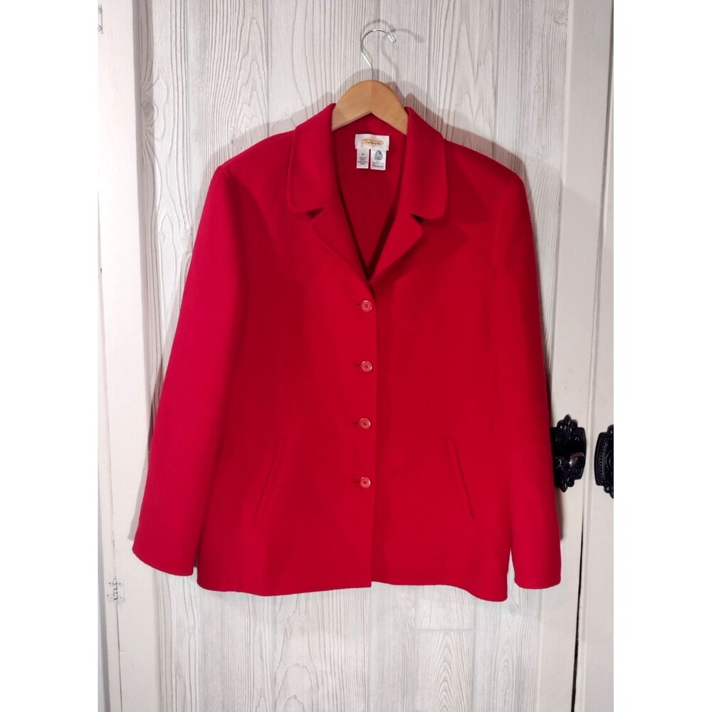 Talbots Womens Jacket Pure Wool Blazer Woolmark Red Office Jacket Career  10